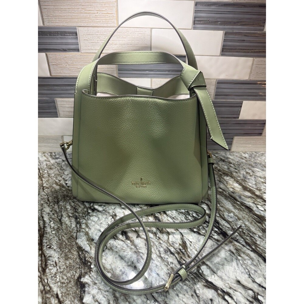 Kate Spade KNOTT Medium Convertible Bag Satchel Shoulder Leather Balsam Green